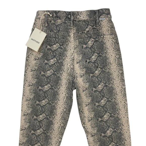 Mother The Hustler Flood Jean Boa Babe 24 Snake Print High Rise NEW - Picture 8 of 14